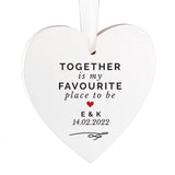 Personalised Together Is My Favorite Place Wooden Heart Decoration