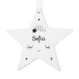 Personalised Baby Moon Wooden Star Decoration