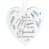 Personalised You're Like A Mum To Me Wooden Heart Decoration