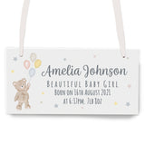 Personalised Teddy & Balloons White Wooden Keepsake Box