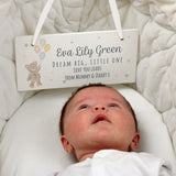Personalised Teddy & Balloons White Wooden Keepsake Box