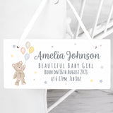 Personalised Teddy & Balloons White Wooden Keepsake Box