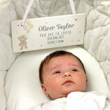 Personalised Teddy & Balloons White Wooden Keepsake Box