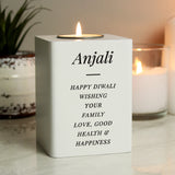 Personalised Mr & Mrs White Wooden Tea light Holder
