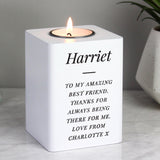 Personalised Mr & Mrs White Wooden Tea light Holder
