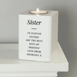 Personalised Mr & Mrs White Wooden Tea light Holder
