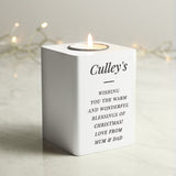 Personalised Mr & Mrs White Wooden Tea light Holder