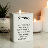 Personalised Mr & Mrs White Wooden Tea light Holder