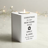 Personalised Home White Wooden Tea light Holder