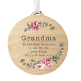Personalised Floral Watercolour Round Wooden Decoration