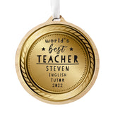 Personalised World’s Best Teacher Round Wooden Medal