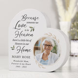 Personalised Photo Memorial Freestanding Wooden Heart Keepsake