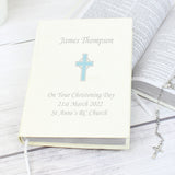 Personalised Blue Cross Holy Bible - Eco-friendly