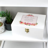 Personalised Floral Wishes White Wooden Keepsake Box