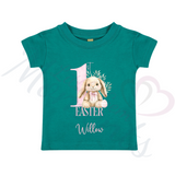 Personalised 1st Easter Kids T-shirt - Pink or Blue Bunny Design