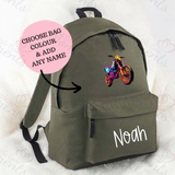 Personalised Neon Dirt Bike School Bag