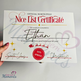 Personalised A4 Nice List Certificate