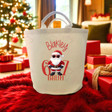 Personalised Christmas Gift Basket Trug. Festive Gift Sack - 67 Bruh Design - Loot Bag