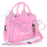 Personalised Kids Dance Bag with Custom Dolly Character - Pink & Black Outfit