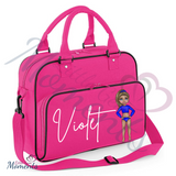 Personalised Kids Dance Bag with Custom Dolly Character - Blue Outfit