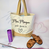 Personalised New Bride Honeymoon XL Jute Beach Bag