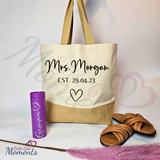 Personalised New Bride Honeymoon XL Jute Beach Bag