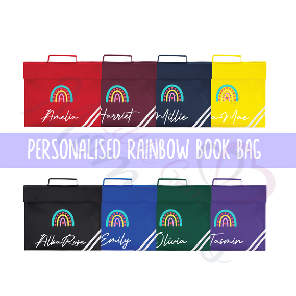 Personalised Rainbow School Book Bag