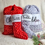 Personalised Personalised Luxury Plush Santa Sacks and Stocking Sets - Red or Grey