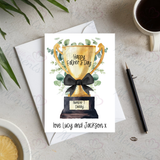Personalised Happy Father's Day Card. Fully Custom Card for Dad - Trophy Design