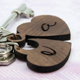 2 Heart Jigsaw Wooden Keyring - Couple Initials
