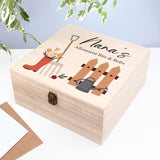 Personalised Wooden Box with the wording "Nana's Allotment Bits & Bobs" on the front with gardening and allotment related images