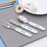 Personalised Kids Pastel Sky Cutlery Set - Metal