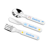 Personalised Kids Pastel Sky Cutlery Set - Metal