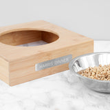 Personalised Bamboo Pet Bowl with Metal Tag