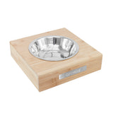 Personalised Bamboo Pet Bowl with Metal Tag