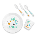 Personalised Kids Cute Dinosaur Plastic Dining Set