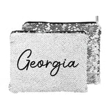 Personalised Kids Hidden Message Sequin Pencil Case - Silver
