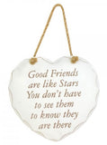 Good Friends Like Stars Wooden Hanging Heart