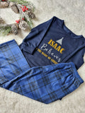 Personalised Christmas Navy Highland Pyjamas - Children & Adults Sizes