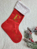 Personalised Luxury Plush Velvet Christmas Stockings - Red or Grey