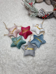 Personalised Velvet Christmas Star Decorations