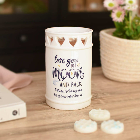 Personalised To The Moon And Back Ceramic Burner & 3 Wax Melts