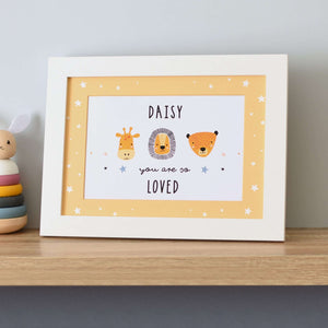 Personalised Scandi Animals A4 Framed Print