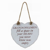 Grandchildren Fill Space in Heart Love Hanging Sign