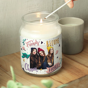 Personalised Chosen Family Photo Upload Large Scented Jar Candle