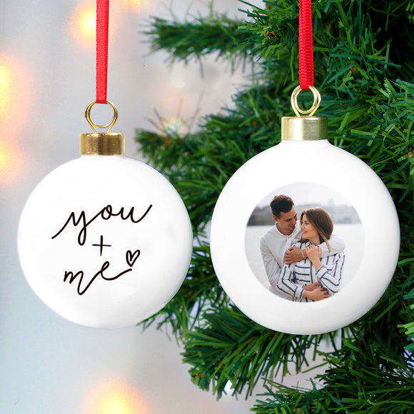 Personalised Me & You Photo Upload Bauble