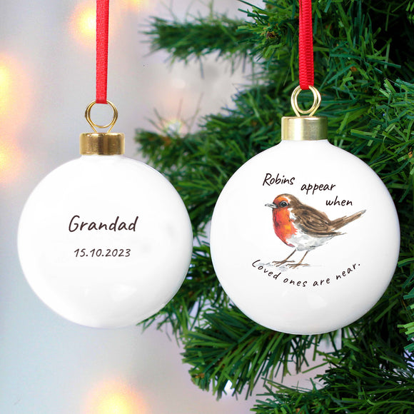 Personalised Robins Appear Bauble