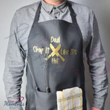 Chop It Like It's Hot Black Adult Apron with Pockets. BBQ Apron. Novelty Apron for Him.