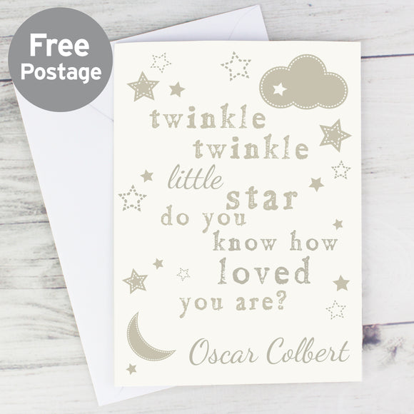 Personalised Twinkle Twinkle New Baby Card