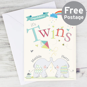 Personalised Hessian Friends Twins Card